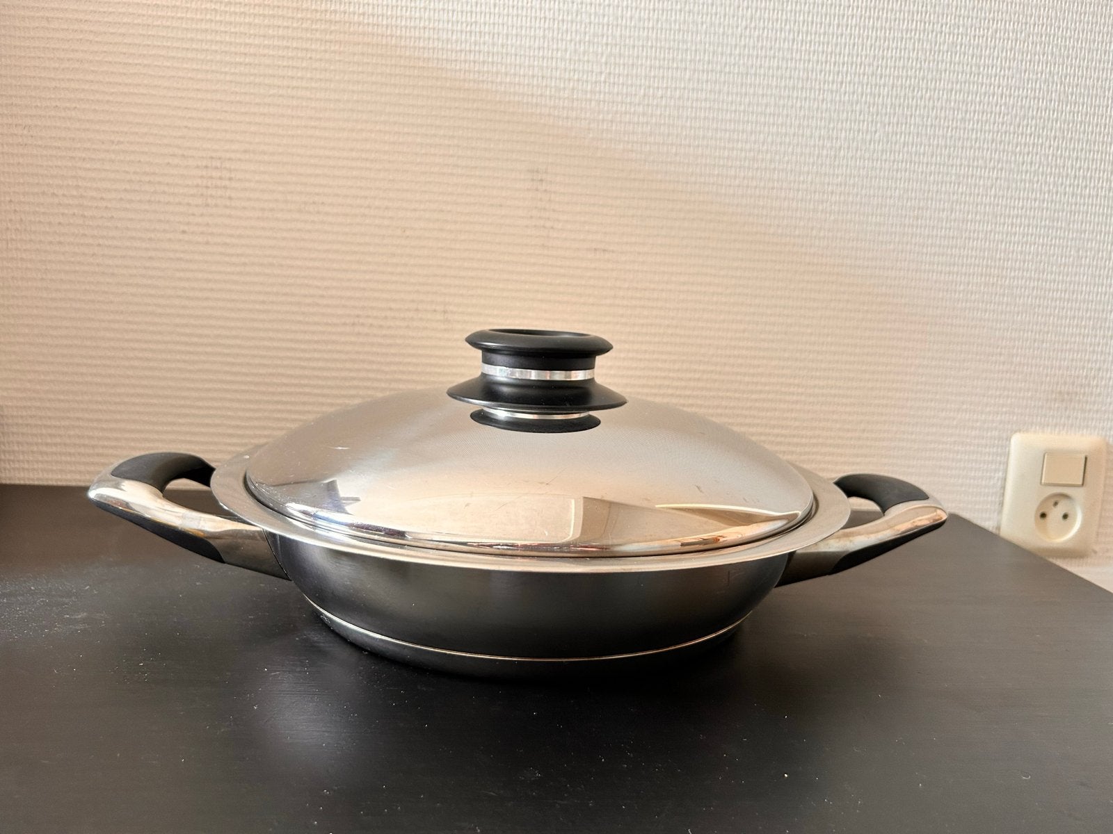 AMC Braadpan/wokpan 3.0L - Inductie Geschikt, Braadpan, Ophalen of Verzenden, Zo goed als nieuw, Rvs