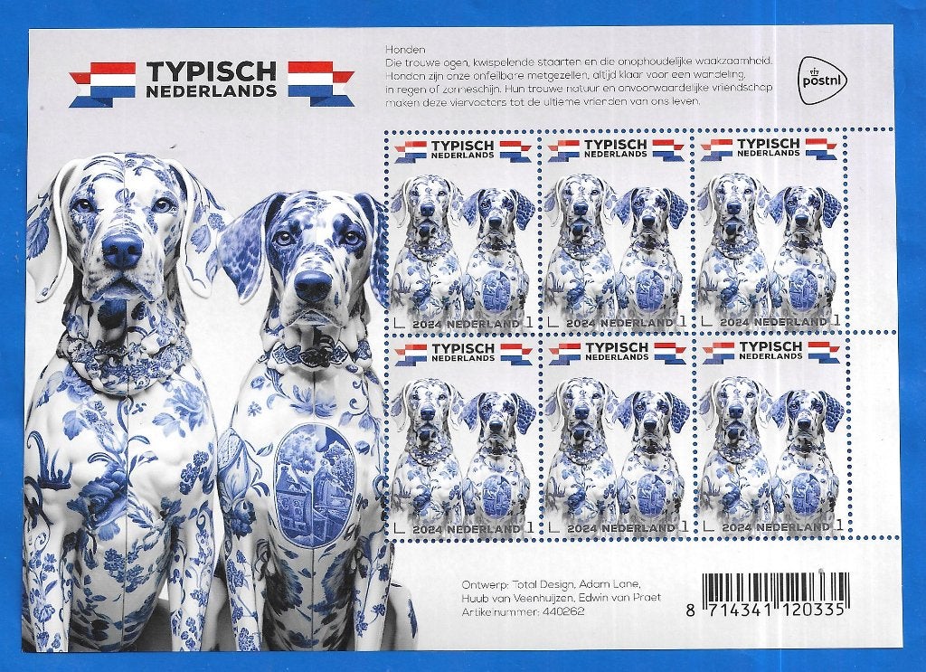 Typisch Nederlands – honden (postzegelvel) 2024, Postzegels en Munten, Postzegels | Nederland, Ophalen of Verzenden, Na 1940, Postfris