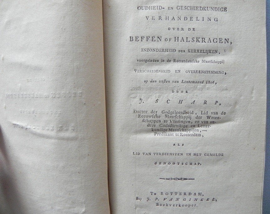 over de beffen of halskragen, inzonderheid der kerkelijken, Ophalen of Verzenden