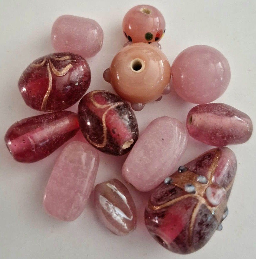 Roze lampwork en glas kralen 1-2 cm m, Verzenden, Nieuw, Kraal