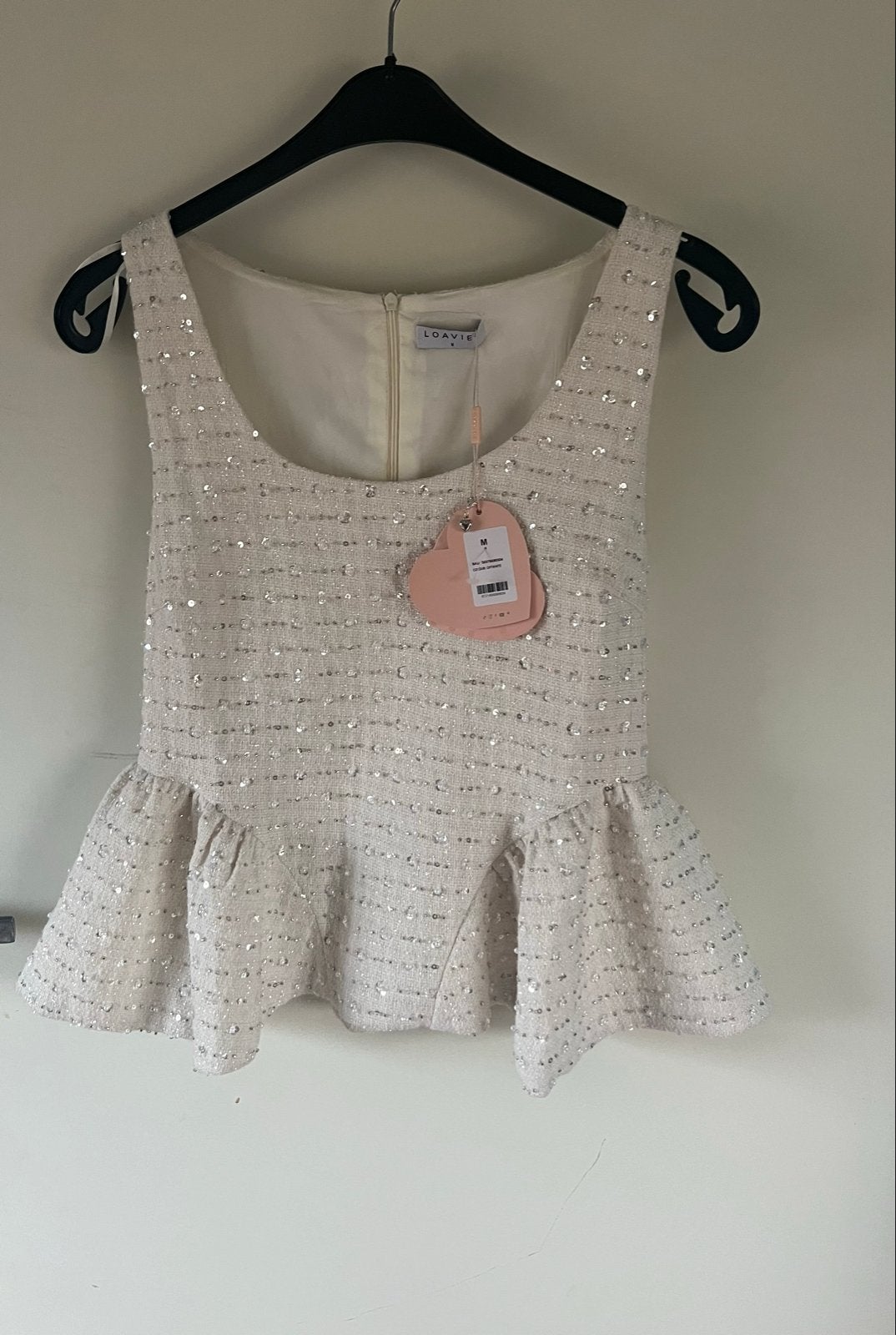 Loavies top met pailletten, Maat 38/40 (M), Wit, Nieuw, Ophalen of Verzenden