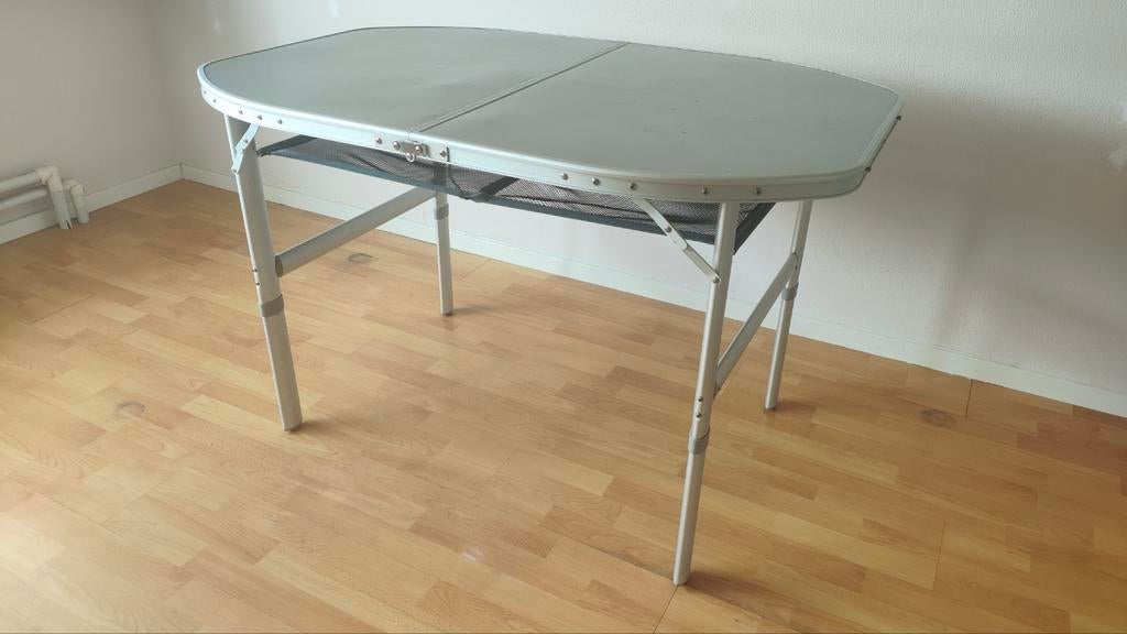 Zilverkleurige aluminium kampeertafel 80x120cm, Ophalen, Gebruikt, Campingtafel