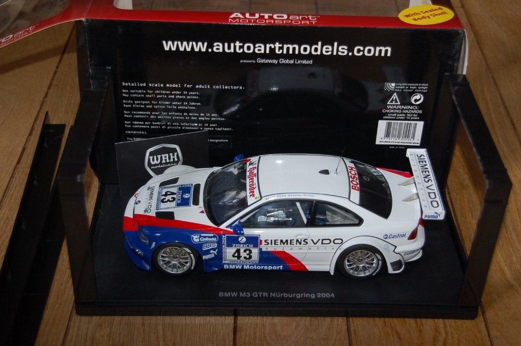 1:18 BMW M3 E46 GTR Nurnbrugring #43 Autoart 80446 WRH, Verzenden, Zo goed als nieuw, Auto, Autoart