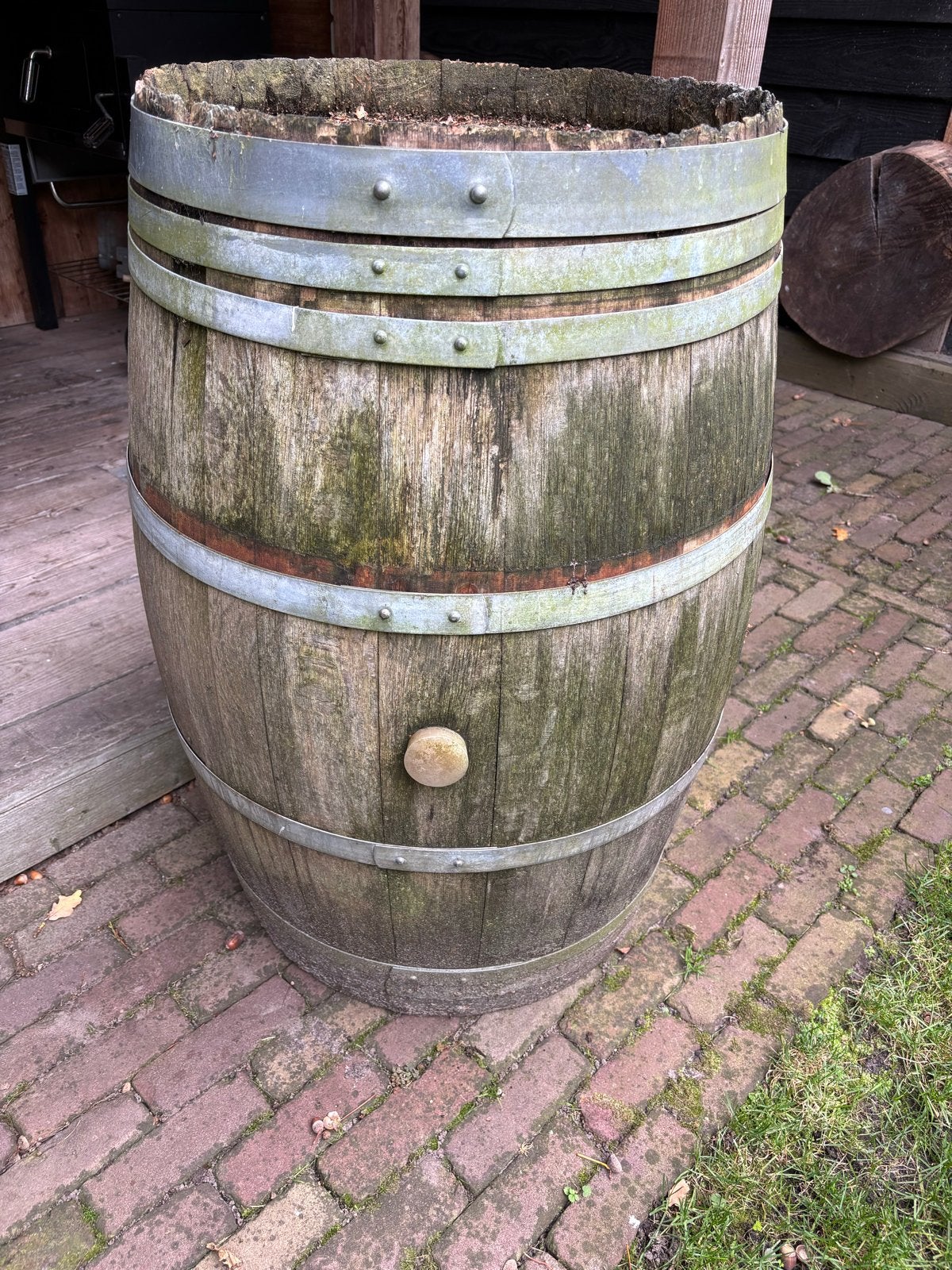 Oude houten wijnvat / regenton, Tuin en Terras, 150 liter of meer, Ophalen, Gebruikt, Hout