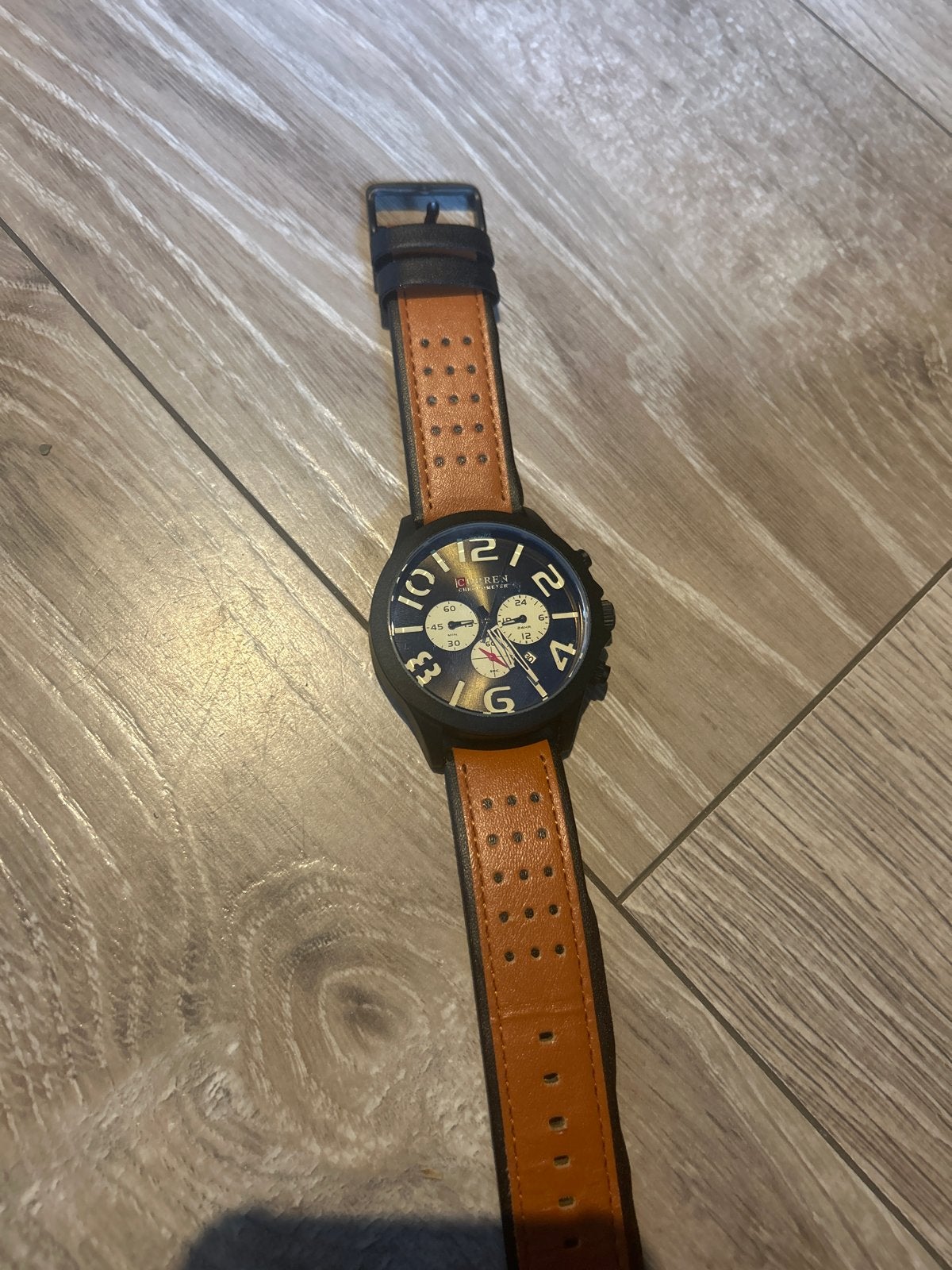 Curren Chronometer Heren Polshorloge met Leren Band, Overige merken, Overige materialen, Leer, Polshorloge