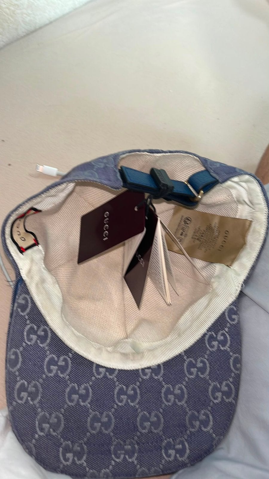 Gucci pet- blauw, Kleding | Dames, Hoeden en Petten, Ophalen, Zo goed als nieuw, One size fits all