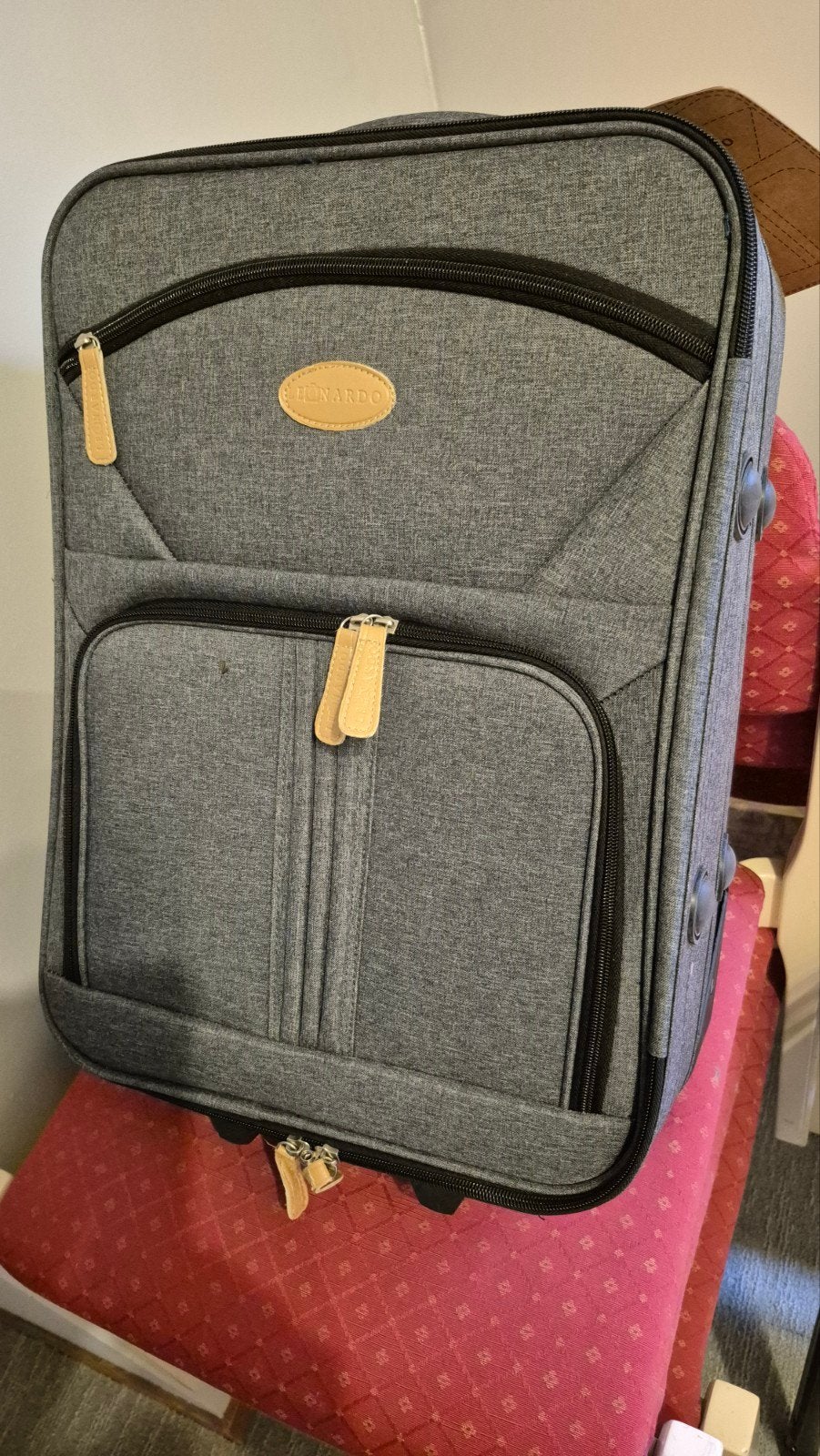Leonardo Handbagage Koffer Grijs - 53x35x19cm, Ophalen, Uitschuifbare handgreep, 30 cm of meer, Nieuw