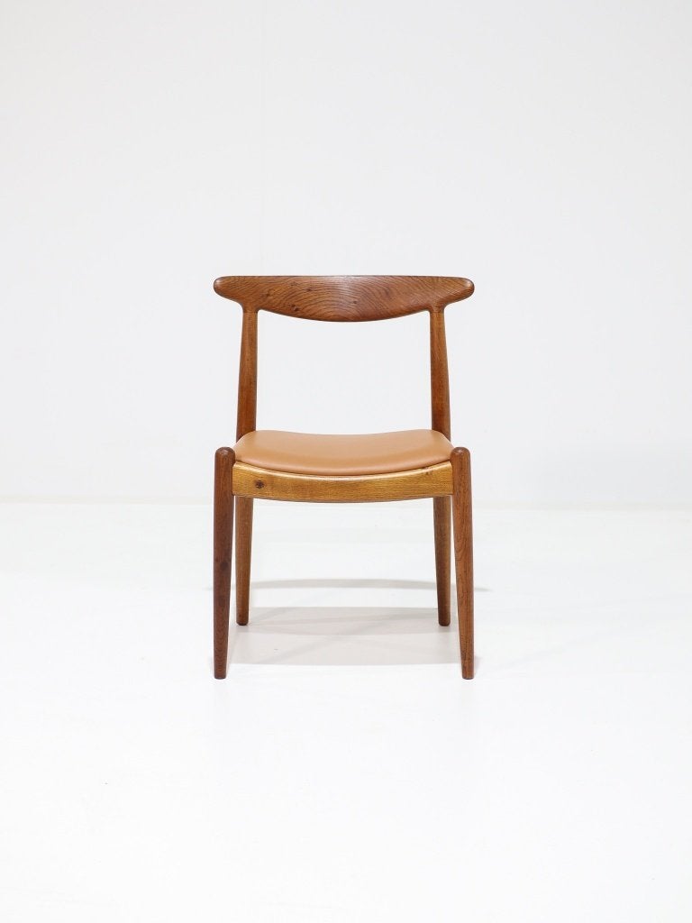 Hans J. Wegner W1 stoel eiken leer C.M. Madsen 1950s, Huis en Inrichting, Ophalen, -, Hout, Zo goed als nieuw