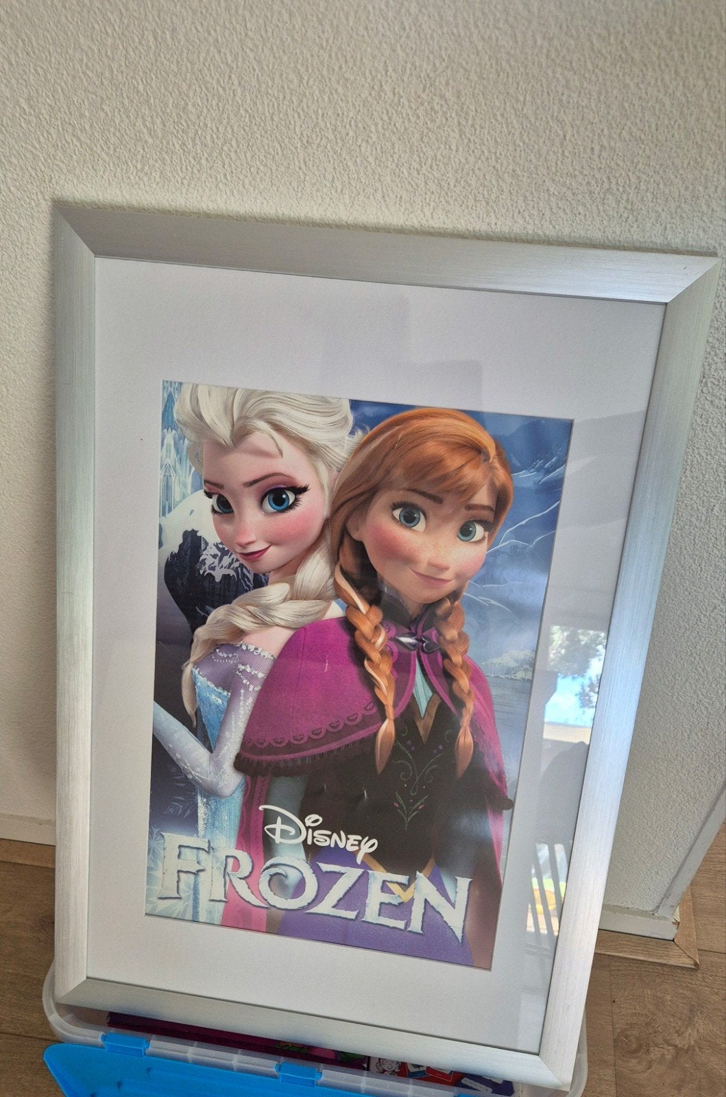 Ingelijste Disney Frozen poster - Elsa en Anna, Ophalen, Gebruikt, Ingelijst werk, Metaal