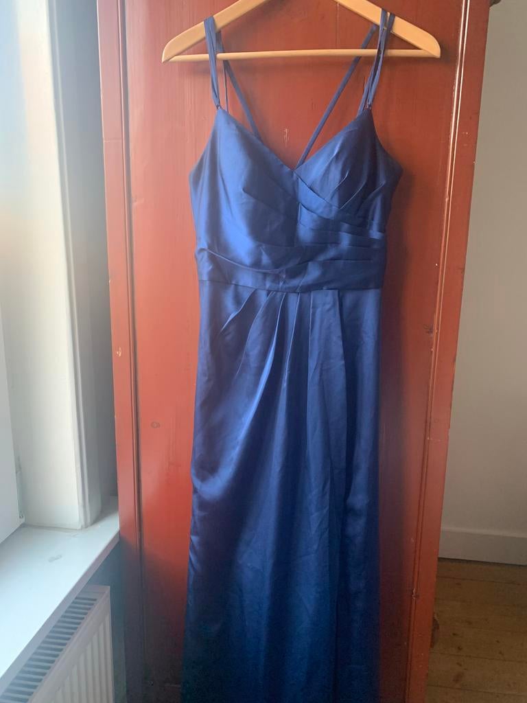Elegante blauwe galajurk voor examenfeest/gala, Maat 38/40 (M), Galajurk, Blauw, Ophalen of Verzenden