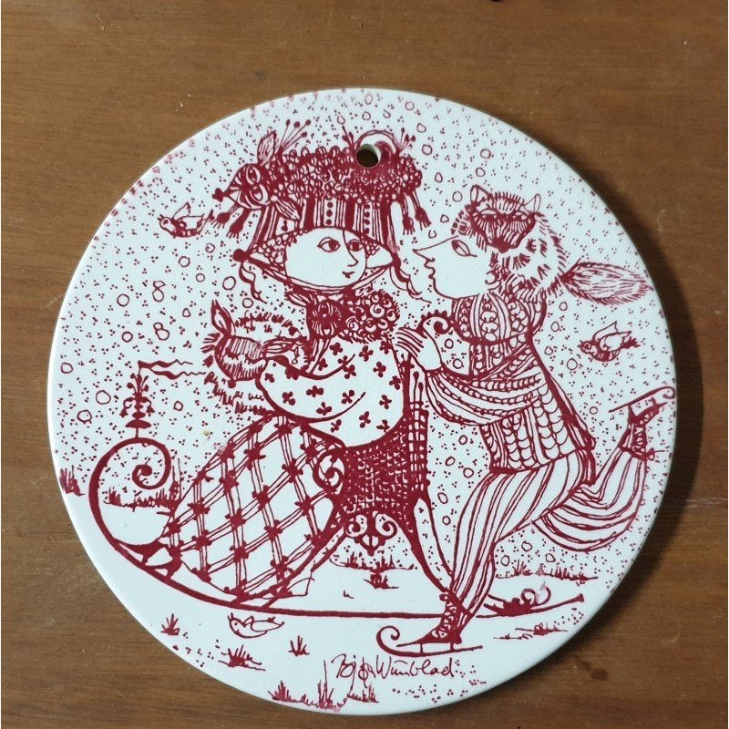 Bjorn Wiinblad Denmark wandplaquette Kontakt rood, Antiek en Kunst, Ophalen of Verzenden
