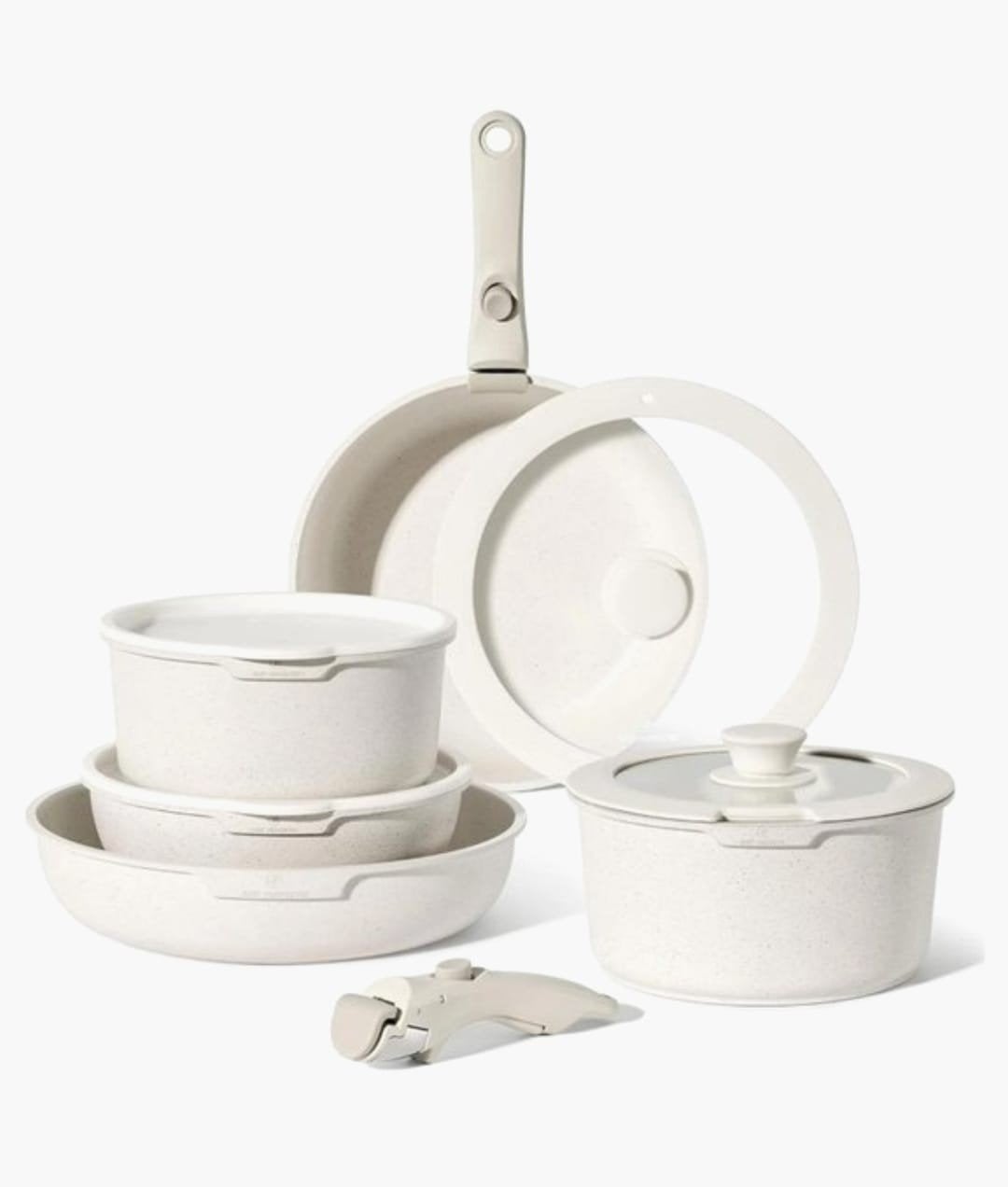Nieuwe Just Perfecto pannenset - 1 keer gebruikt, Huis en Inrichting, Afneembaar handvat, Ophalen of Verzenden, Zo goed als nieuw