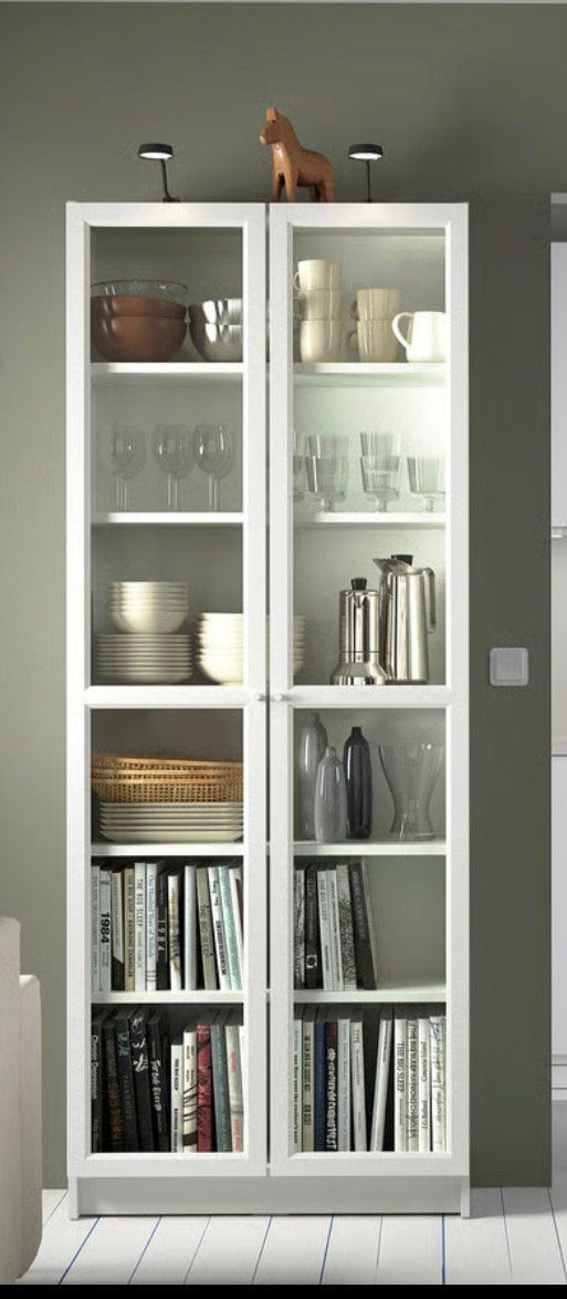 2 Vitrinedeuren Oxberg  IKEA 40x192, Ophalen, Minder dan 50 cm, Glas, Strak witte deuren met glas boven en onder.
