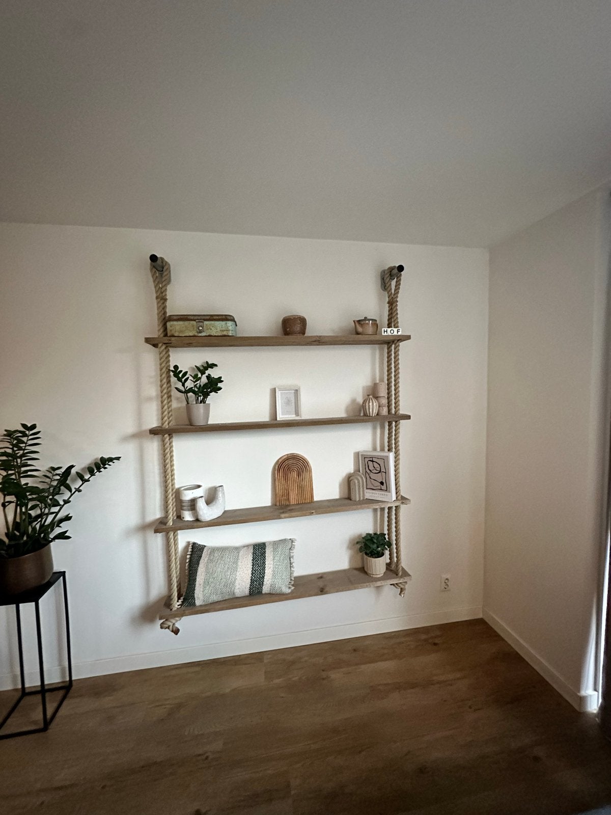 Unieke wandkast van planken en touw!, Ophalen, Met plank(en), 200 cm of meer, 150 tot 200 cm