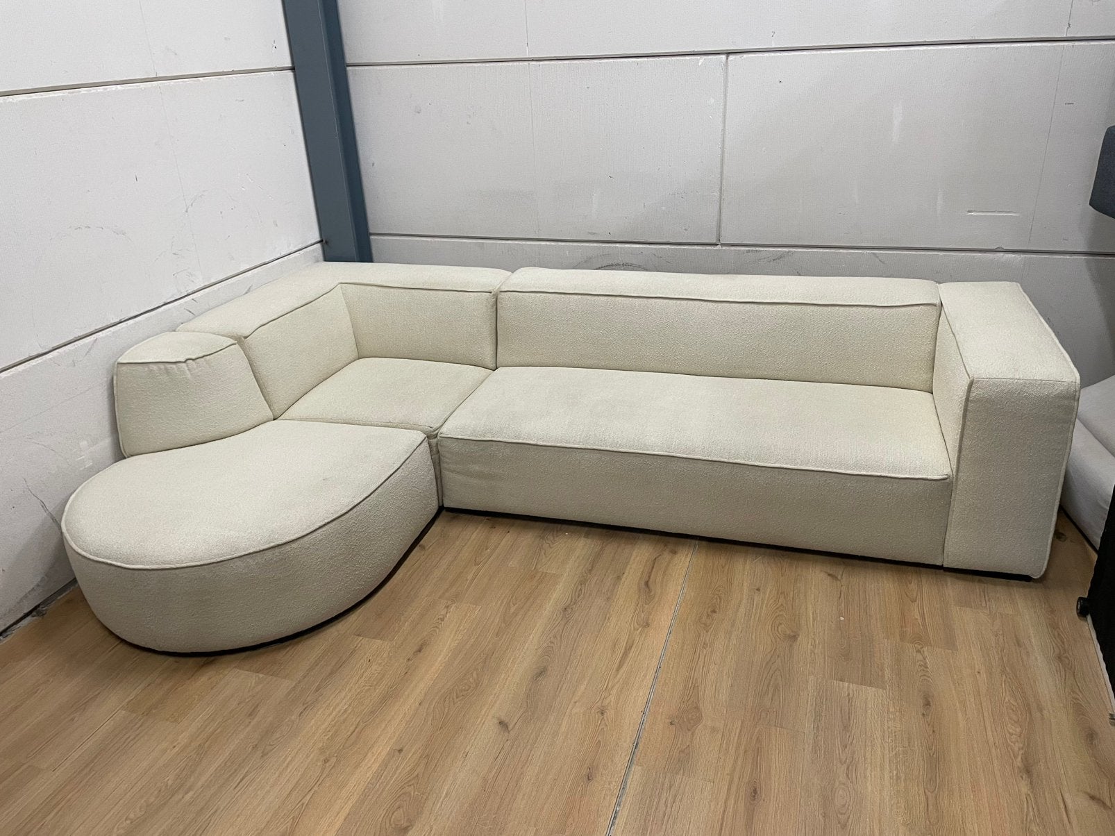 Mooie luxe moderne beige creme hoekbank - GEREINIGD!!!, Ophalen, Luxe, Hoekbank, 300 cm of meer