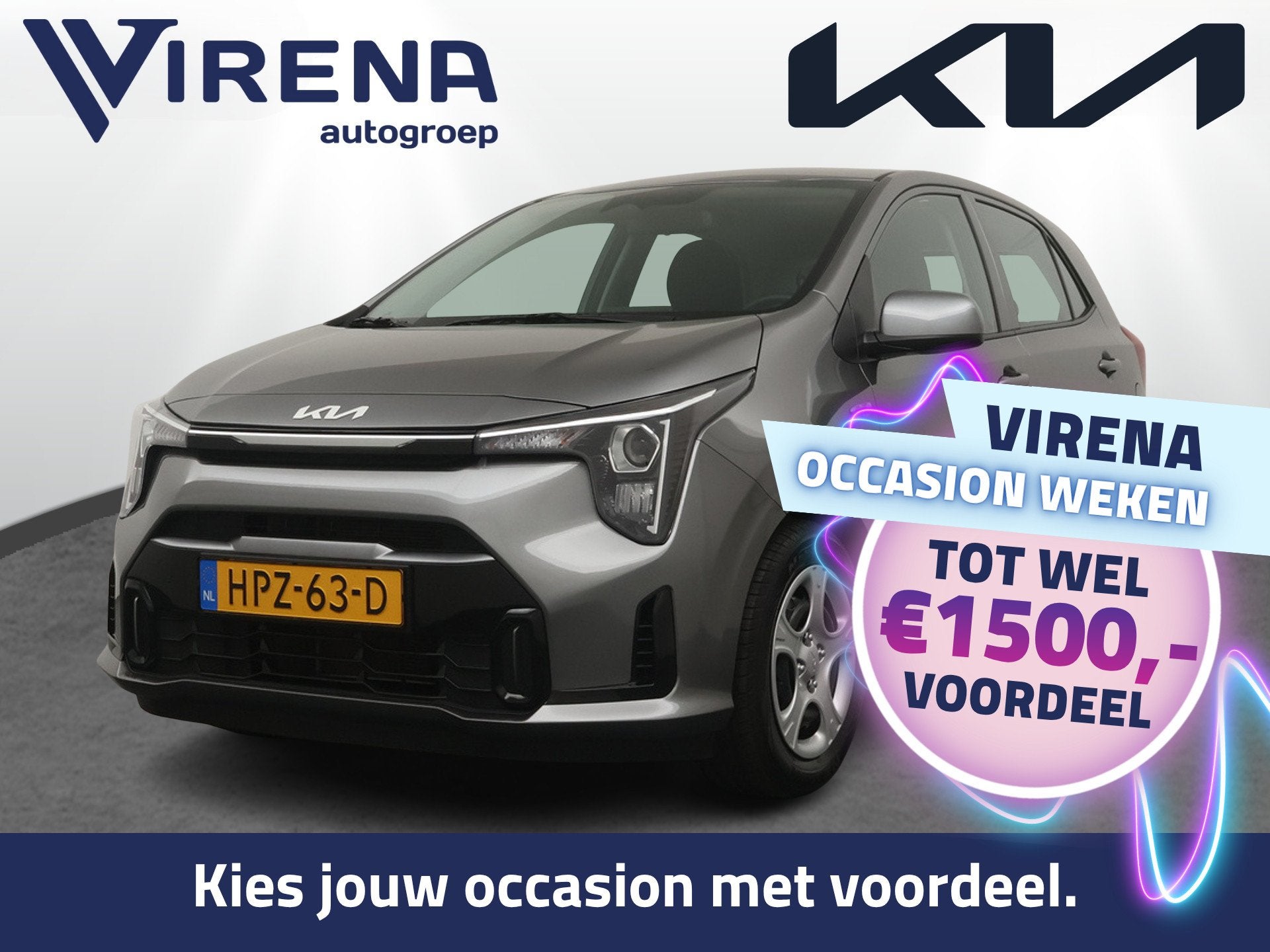 Kia Picanto 1.0 DPI DynamicLine Airco - Apple Carplay/Andrio, Voorwielaandrijving, Stof, 4 stoelen, Handgeschakeld