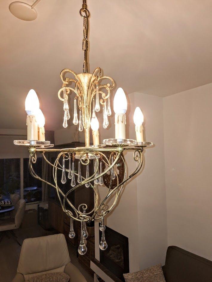 ITALIAANSE murano kristal teardrops design hanglamp, Huis en Inrichting, Lampen | Plafondlampen, Ophalen, Zo goed als nieuw