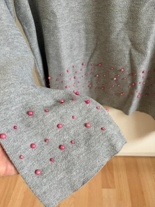 Zara grijze trui roze parels wijd model korte sweater 36 S, Ophalen of Verzenden, Zo goed als nieuw, Maat 36 (S), Grijs