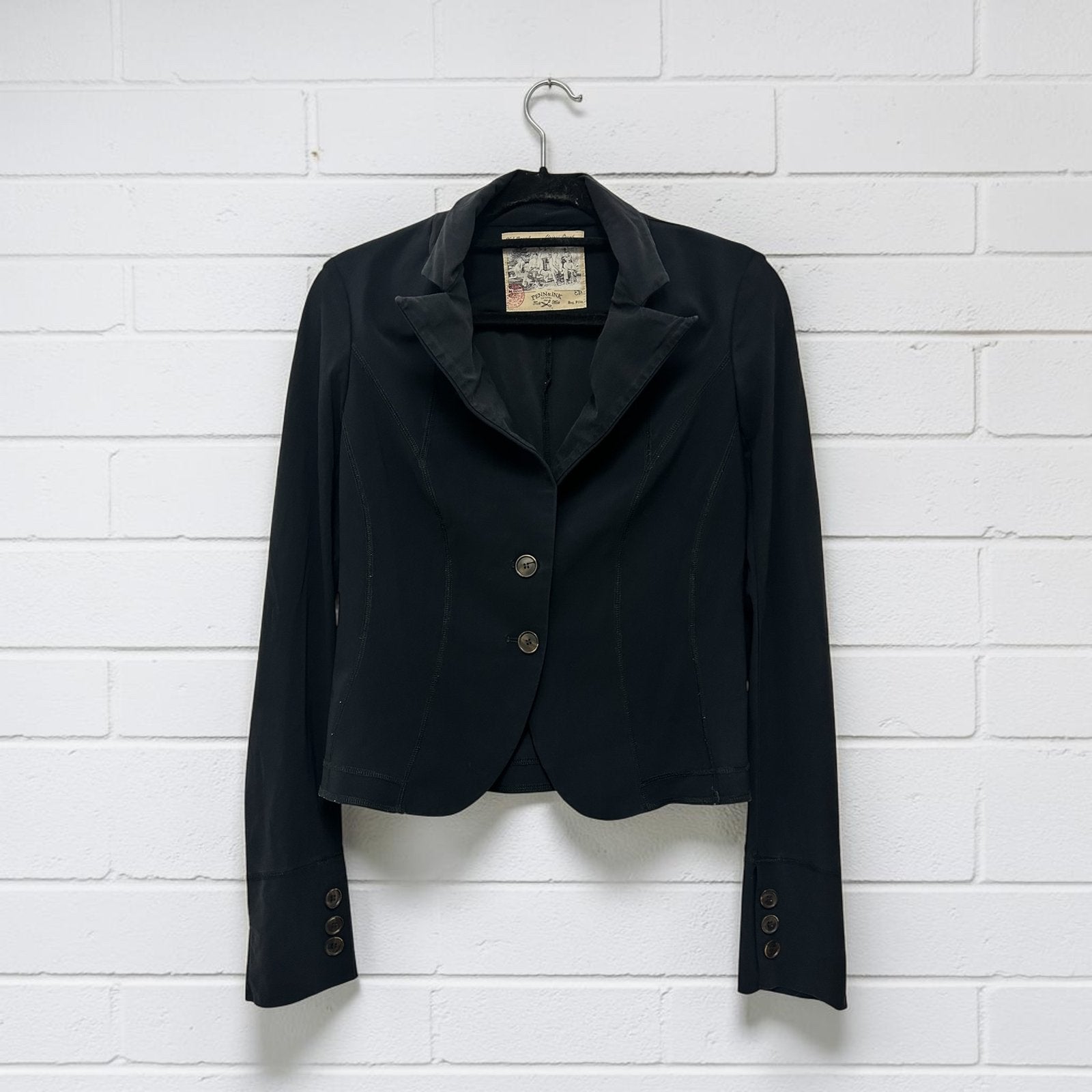 Penn & Ink Blazer Maat 38 Zwart Kort Getailleerd, Kleding | Dames, Maat 38/40 (M), Pu, Verzenden, Zwart