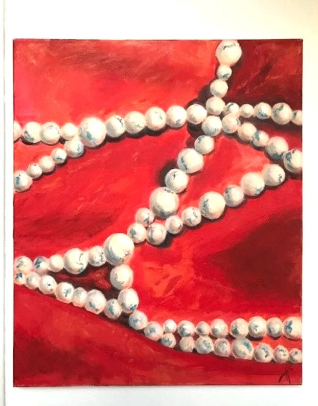 Olieverfschilderij 'Parelsnoer', Overige stijlen, Doek, Ophalen of Verzenden, Olieverf
