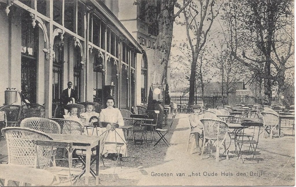 Wassenaar, Oude Huis Den Deijl, veel Volk, gelopen 1909, Ophalen of Verzenden, Voor 1920, Gelopen, Zuid-Holland