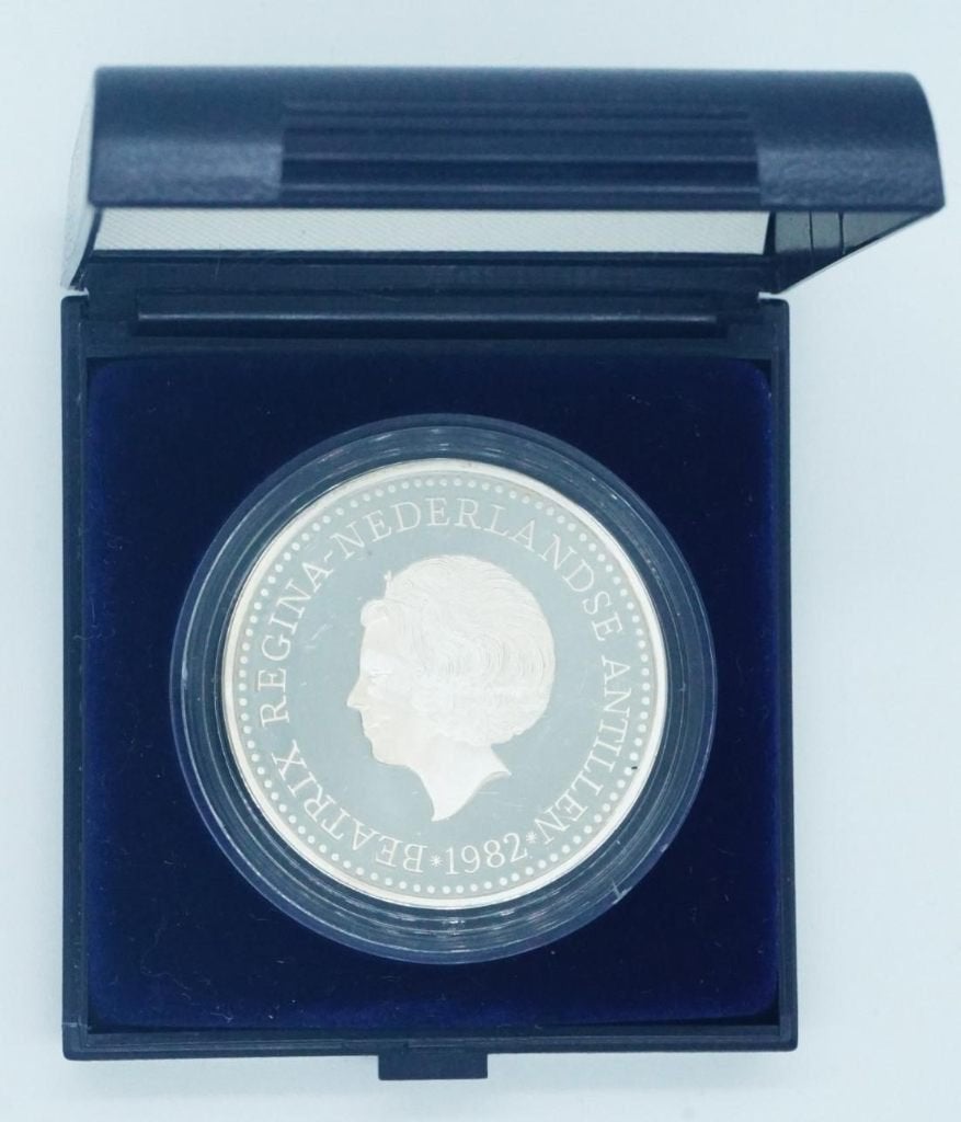 NL Antillen 50 Gulden 1982 Dipl betrekkingen NL Zilver Proof, Postzegels en Munten, Munten | Nederland, Koningin Beatrix, Zilver