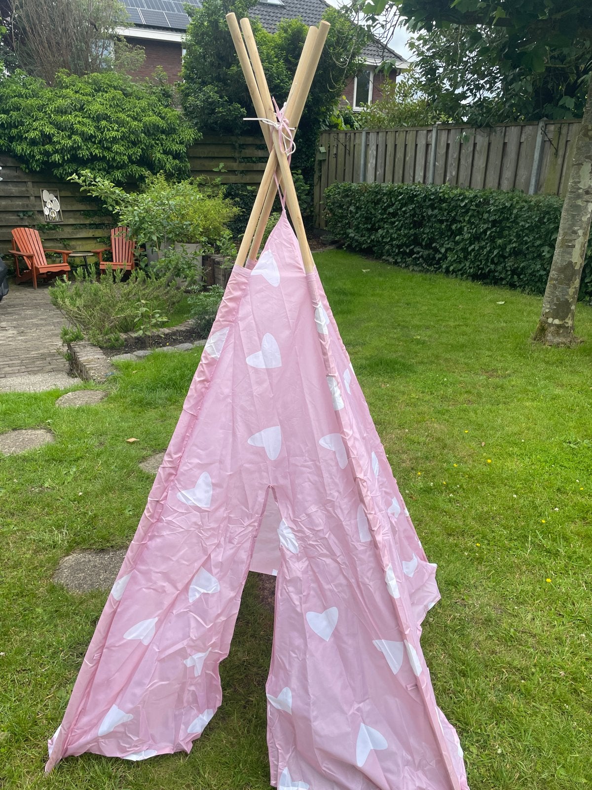 Roze tipi tent met hartjes voor kinderen, Ophalen, Gebruikt