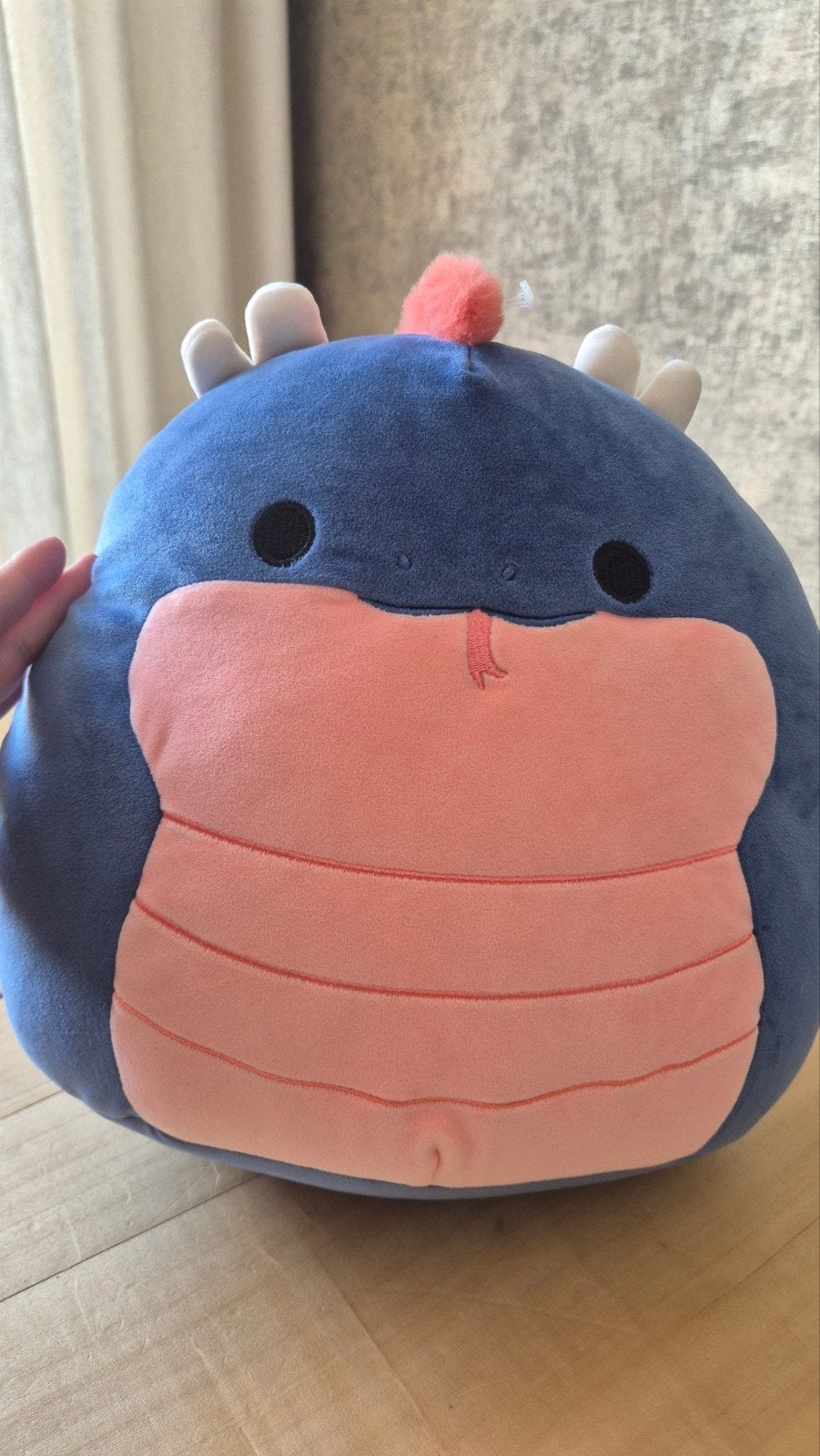 Squishmallows blauwe dinosaurus met roze buik – grote knuffe, Ophalen of Verzenden