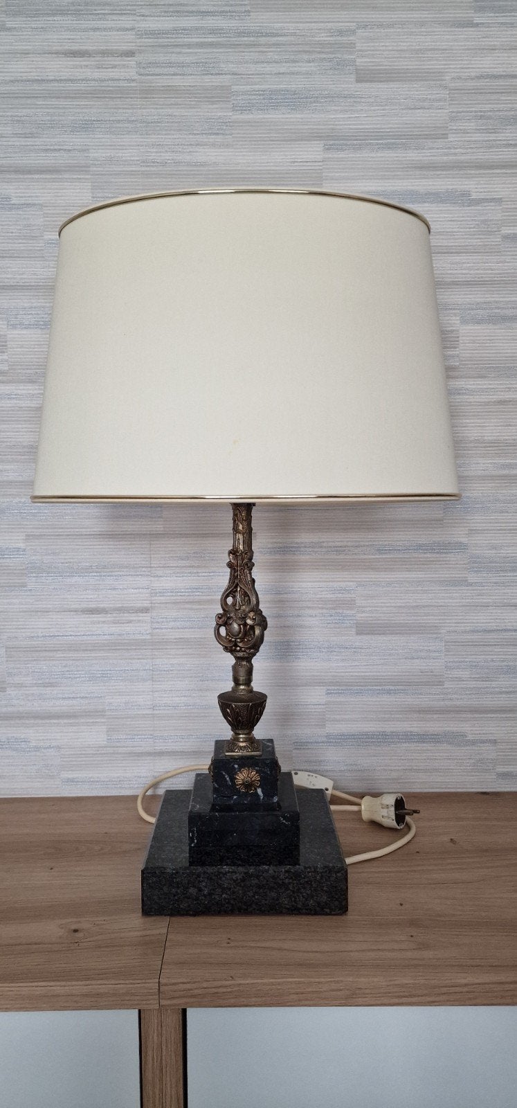 Vintage Tafellamp met Marmeren Voet en Bronskleurige Details, Ophalen