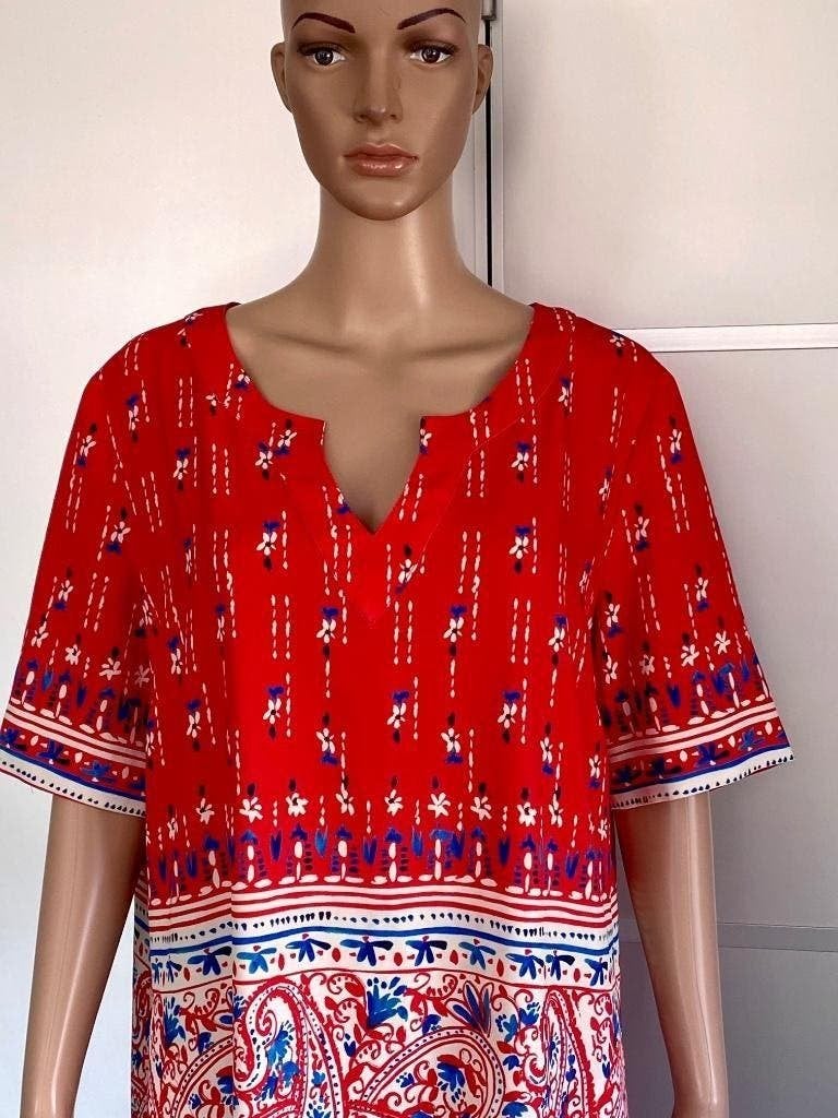 J159 Caroline Biss maat L=42/44 jurk jurkje rood/wit/blauw, Kleding | Dames, Jurken, Maat 42/44 (L), Ophalen of Verzenden, Zo goed als nieuw
