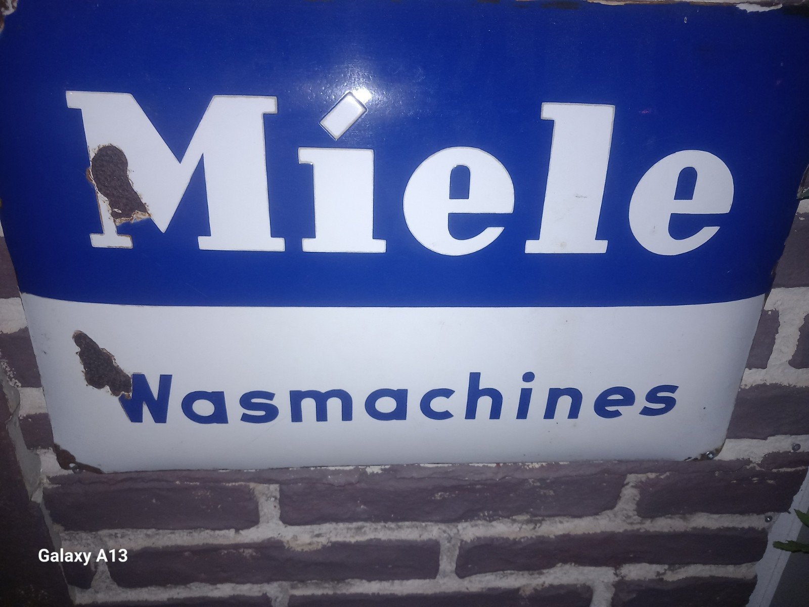 Vintage Miele Wasmachines Emaille Reclamebord, Antiek en Kunst, Ophalen of Verzenden