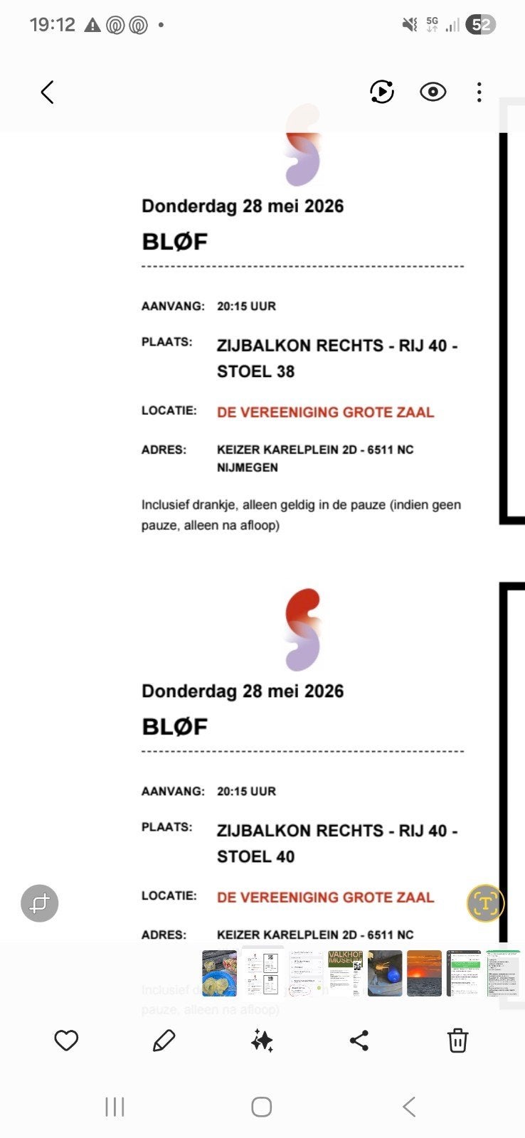 Concert tickets 2 stuks, voor vanavond 20:15  Blof, Ophalen of Verzenden