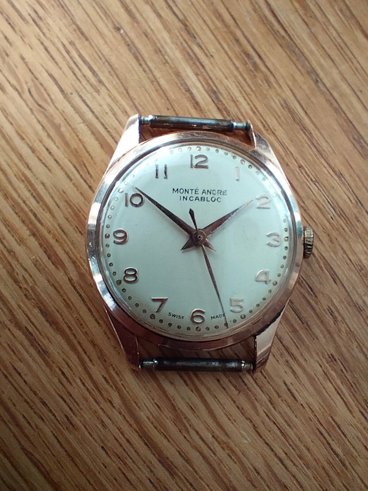 Vintage Monte Ancre Incabloc Polshorloge., Overige merken, Staal, Gebruikt, Ophalen of Verzenden