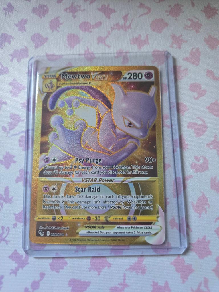 Mewtwo VSTAR Gold Secret Rare Pokémon Kaart 086/078, Ophalen of Verzenden, Zo goed als nieuw, Losse kaart, Foil