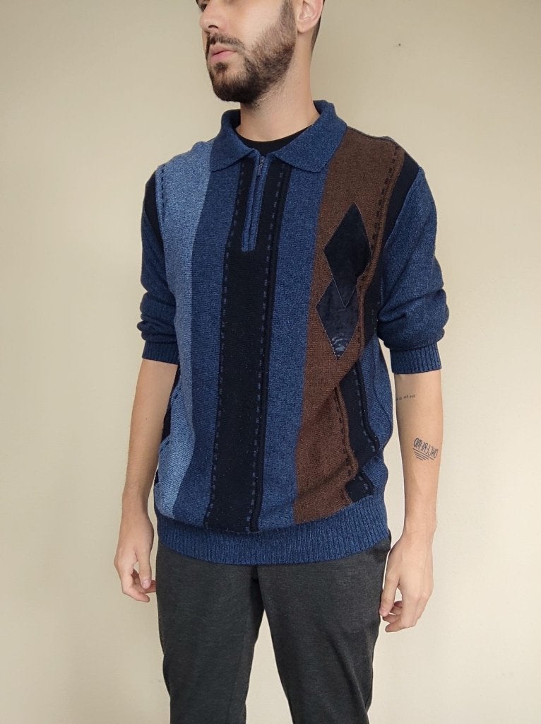 Trui heren blauw L - voor kleinigheidje, Ophalen, Vintage, Gedragen, Maat 48/50 (M)