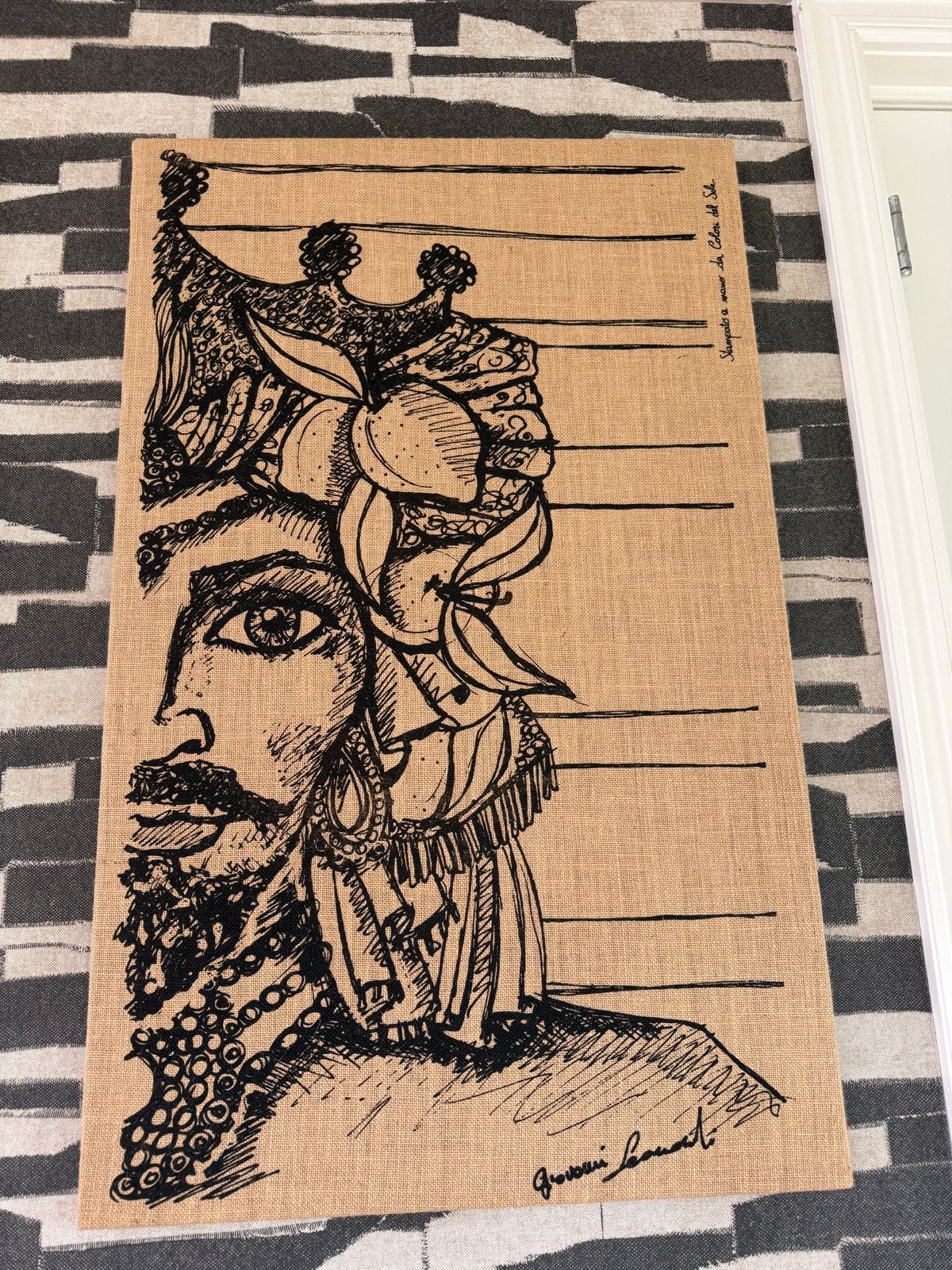 Speciale Siciliaanse jute schilderijen: Man en Vrouw, Ophalen