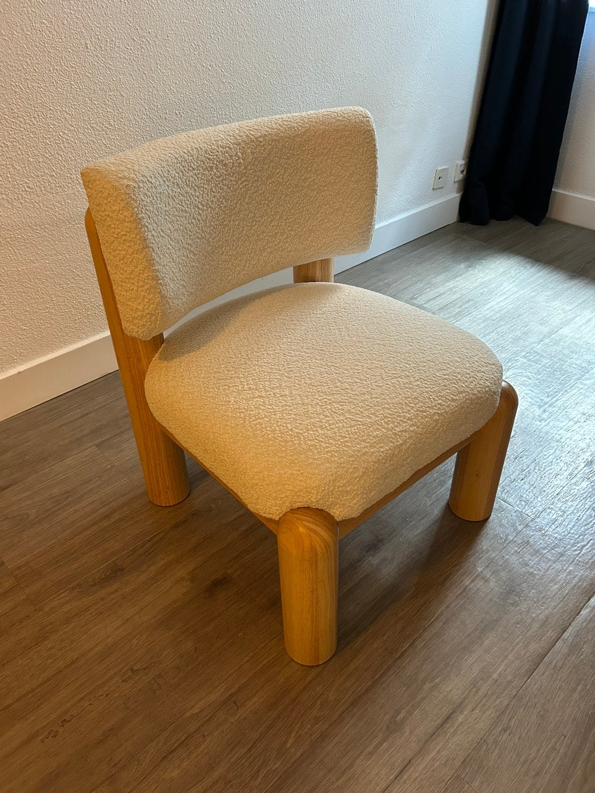 Westwing - Fauteuil - Teddy Bouclé - Crème, Ophalen, Minder dan 75 cm, Zo goed als nieuw, Stof
