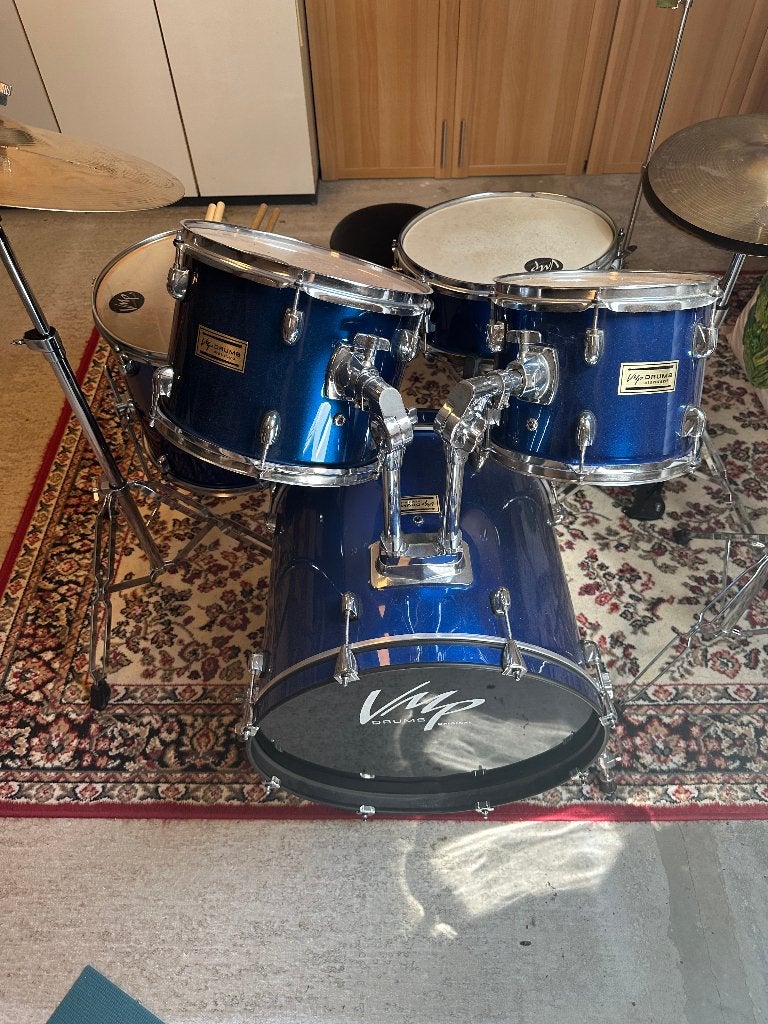 Compleet Blauw VMP Drumstel  Perfect voor beginners!, Muziek en Instrumenten, Drumstellen en Slagwerk, Ophalen, Gebruikt, Overige merken