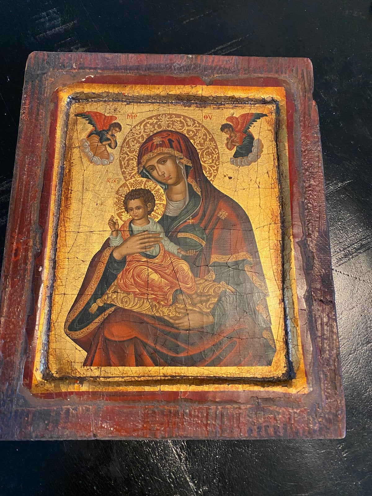houten schilderij maria met kind, Ophalen of Verzenden