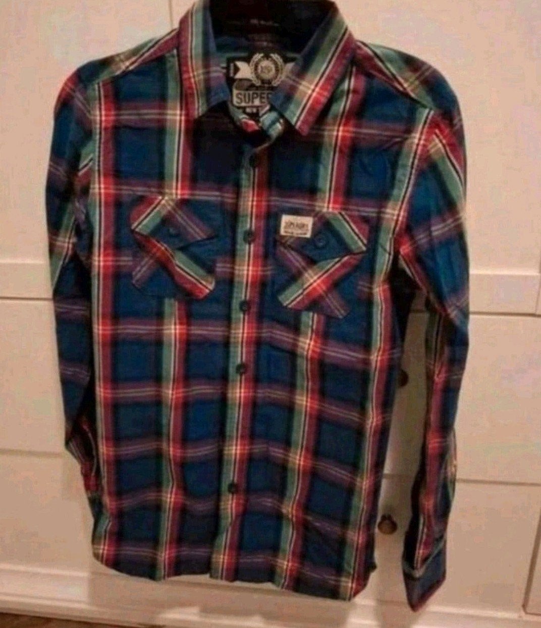 Superdry Geruit Overhemd - Blauw/Rood/Groen - Maat S, Kleding | Heren, Meerkleurig, Halswijdte 38 (S) of kleiner, Ophalen of Verzenden