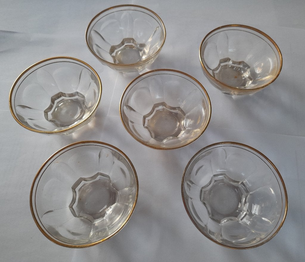 Dessertschaaltjes met gouden randjes - vintage, Verzenden