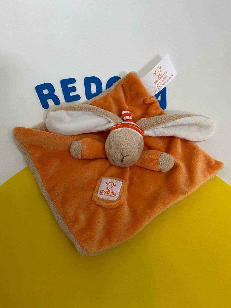 K4310 Nicotoy baby folly buromac doek doekje konijn oranje, Ophalen of Verzenden, Zo goed als nieuw, Konijn