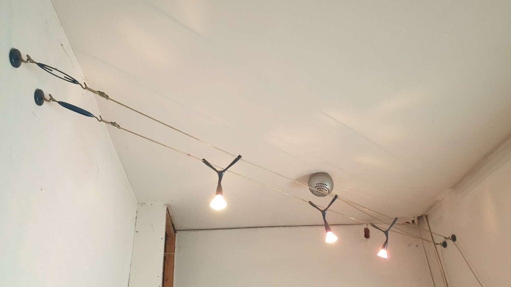 Rail verlichting met 3 spots halogeen, Ophalen, Gebruikt