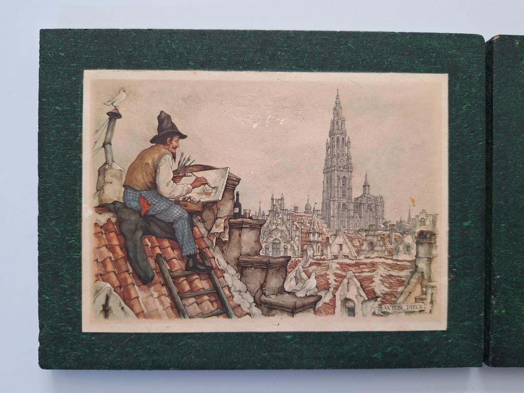 3 Anton Pieck prentjes geplakt op een soort spaanplaat., Ophalen of Verzenden