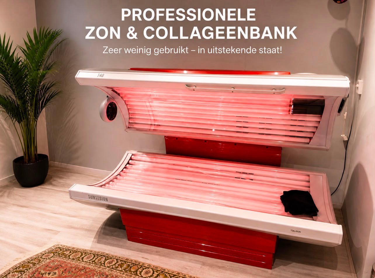 Alisun sunvision 140 merk, Ophalen, Zo goed als nieuw, Zonnebank dubbelzijdig, 15 lampen of meer