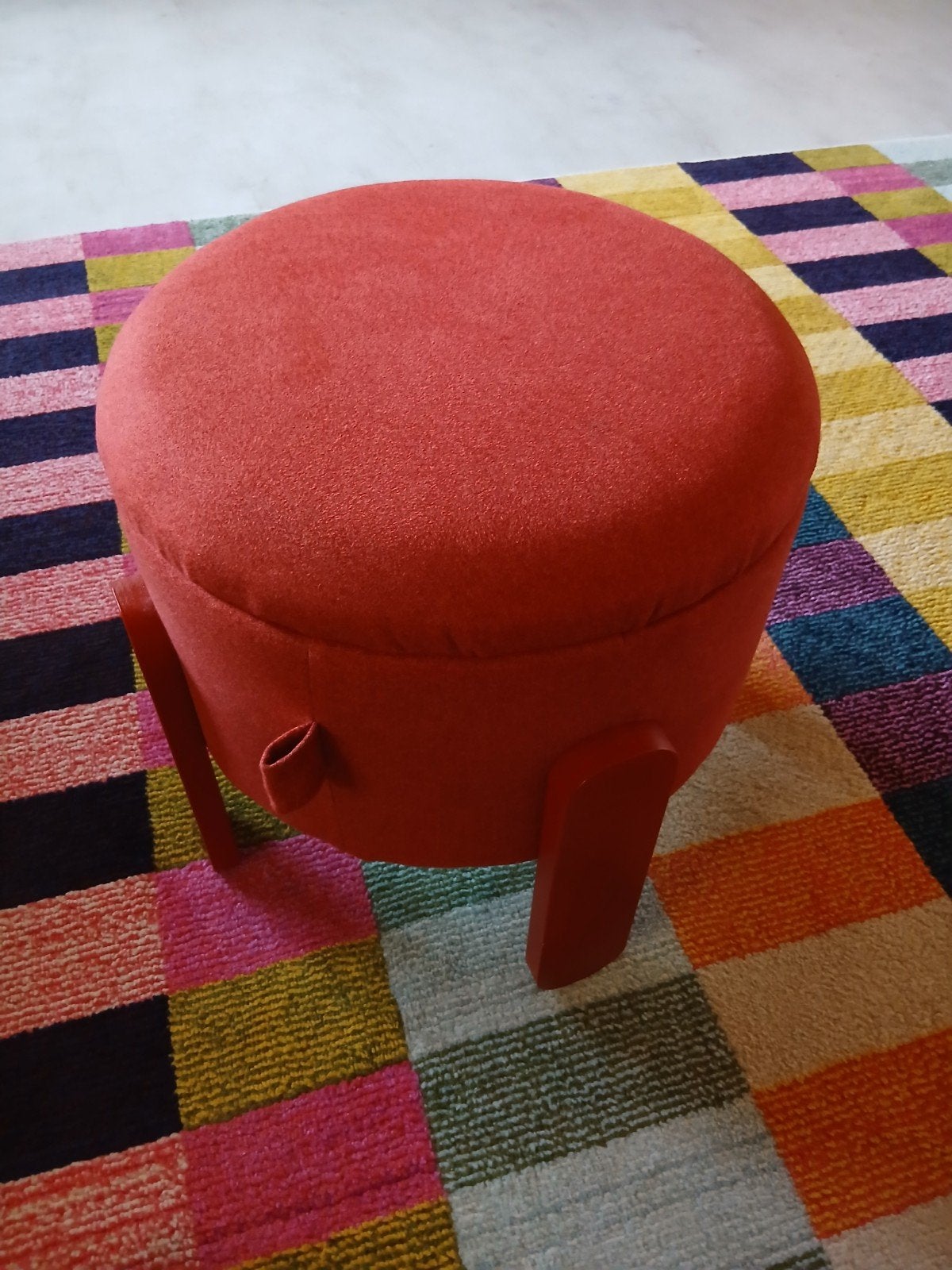IKEA Förlunda poef met opbergruimte - rood, Ophalen, Minder dan 50 cm, Gebruikt, Rond