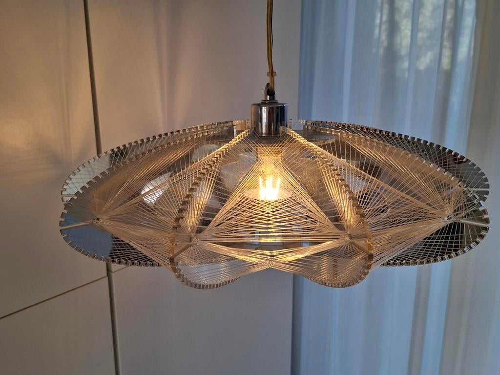 Plafondlamp van nylon en perspex uit de jaren 70 van Secon, Ophalen of Verzenden, Minder dan 50 cm
