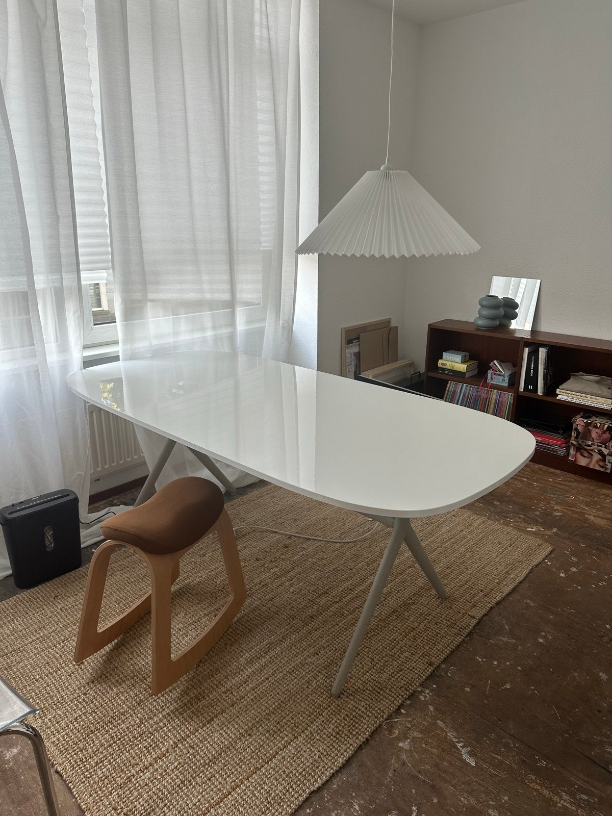 Vintage Ikea tafel ovaal, Ophalen, Kunststof, 50 tot 100 cm, Zo goed als nieuw