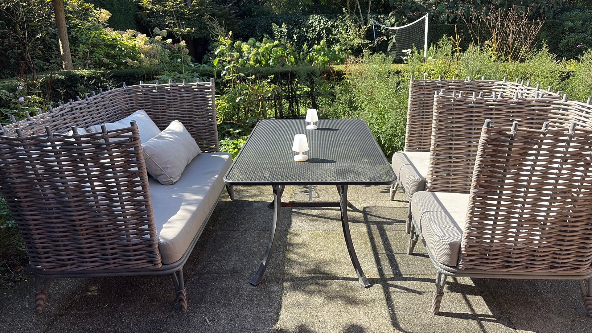 Giardo Luxe Wicker Tuinset met Comfortabele Kussens SNEL WEG, Tuin en Terras, Ophalen, 5 zitplaatsen, Gebruikt, Loungeset