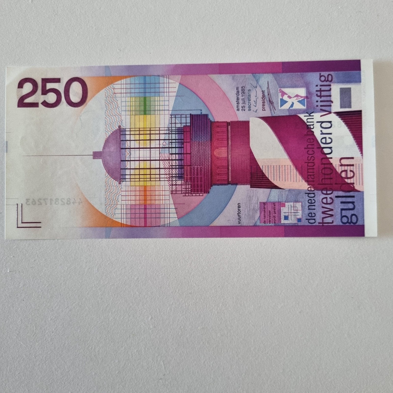 250 gulden biljet - De vuurtoren, Ophalen of Verzenden, 250 gulden, Los biljet
